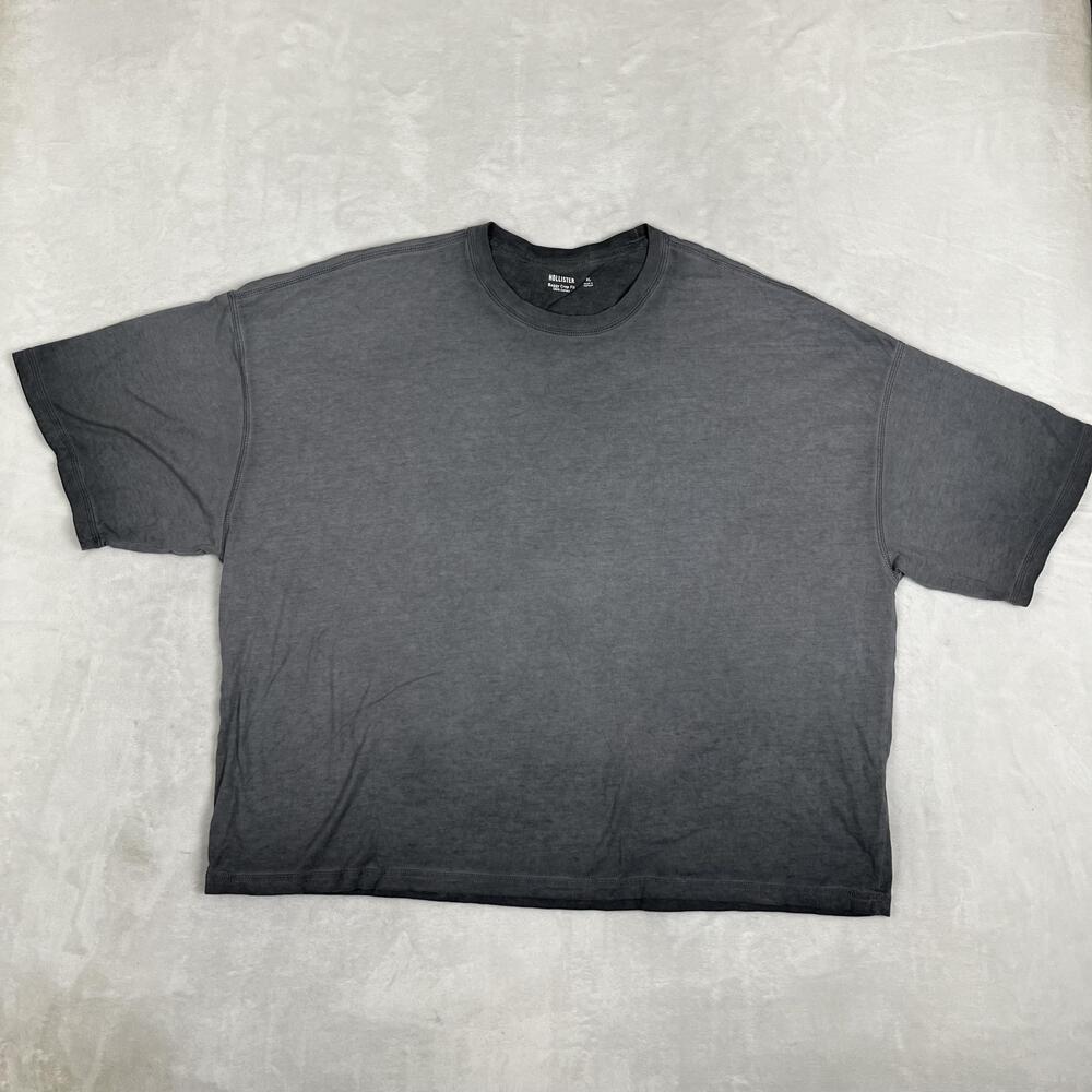 Hollister T-Shirt Womens XL Gray Baggy Crop Fit 100% Cotton Casual Basic Tee